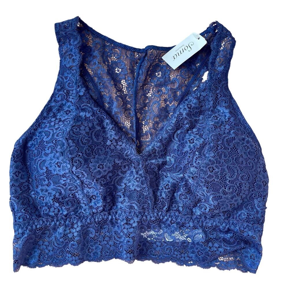 Soma Bralette Racerback Bra Navy Large NWT